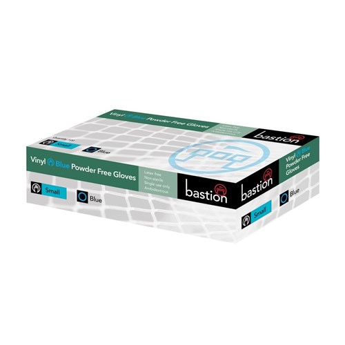 Bastion Large Gloves Blue Latex Free  Powder Free Vinyl Pack of 100